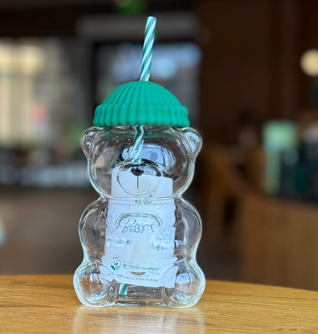 Bearista Glass Straw Cup 🐻✨