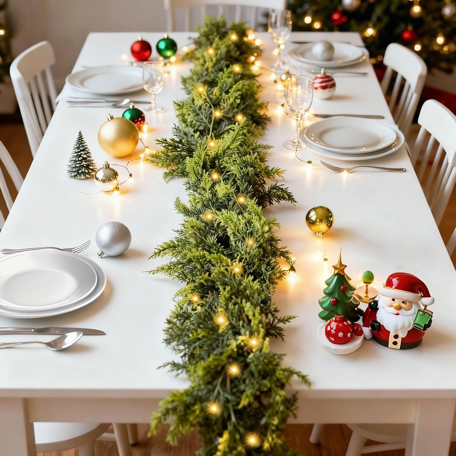 🔥Pre-lit Christmas Cedar Garland ✨ Realistic Faux Greenery ✨