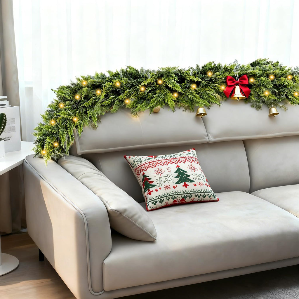 🔥Pre-lit Christmas Cedar Garland ✨ Realistic Faux Greenery ✨