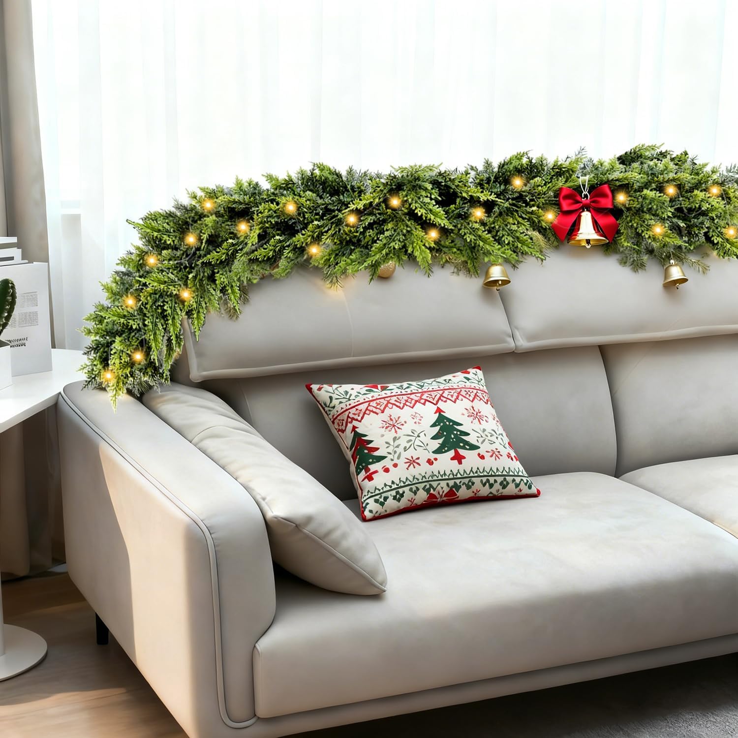 🔥Pre-lit Christmas Cedar Garland ✨ Realistic Faux Greenery ✨