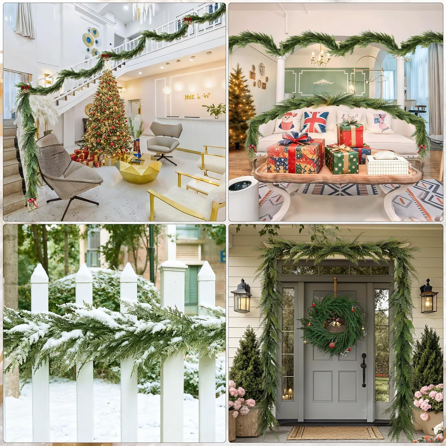 🔥Pre-lit Christmas Cedar Garland ✨ Realistic Faux Greenery ✨