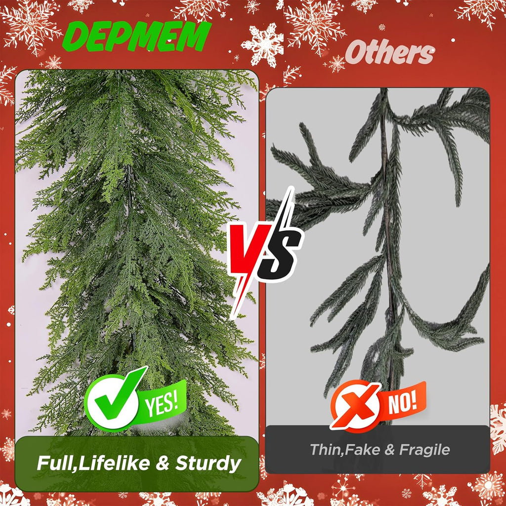🔥Pre-lit Christmas Cedar Garland ✨ Realistic Faux Greenery ✨