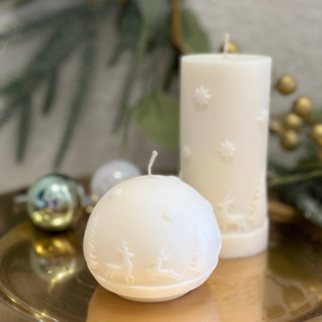 Reindeer Sphere Sculptural Candle