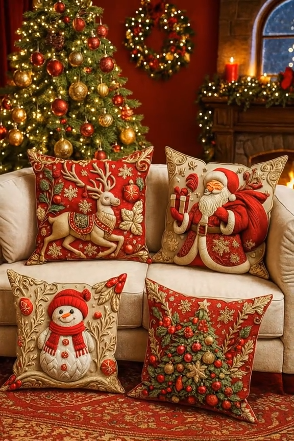 🎉 2D Christmas Pillow Cover Xmas Party Decoration 🎉