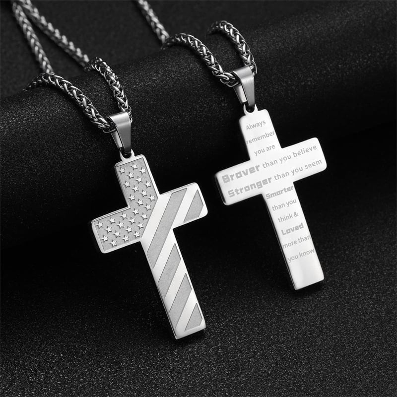 🏆Flash Sale⚡ 50K+ SOLD! Almost Gone-💥🎉✨Flag Cross Necklace,Best Gifts