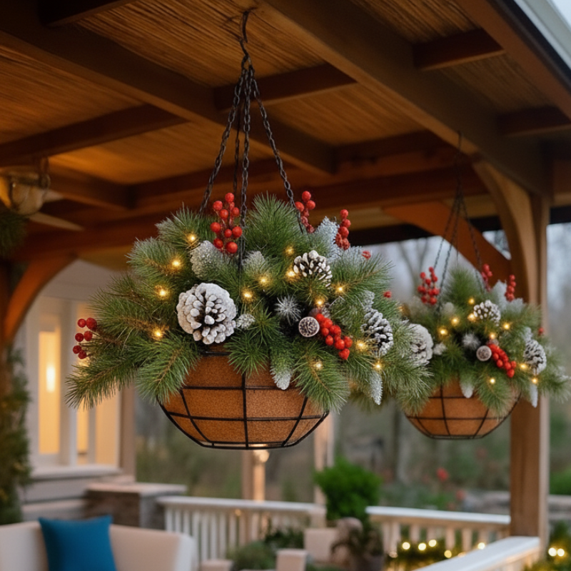 🎄Christmas Hot Sale🏆Pre-Lit Artificial Christmas Hanging Basket