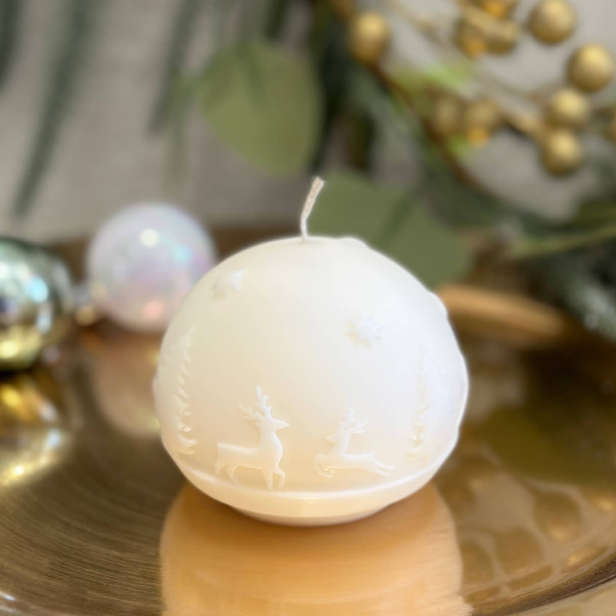 Reindeer Sphere Sculptural Candle