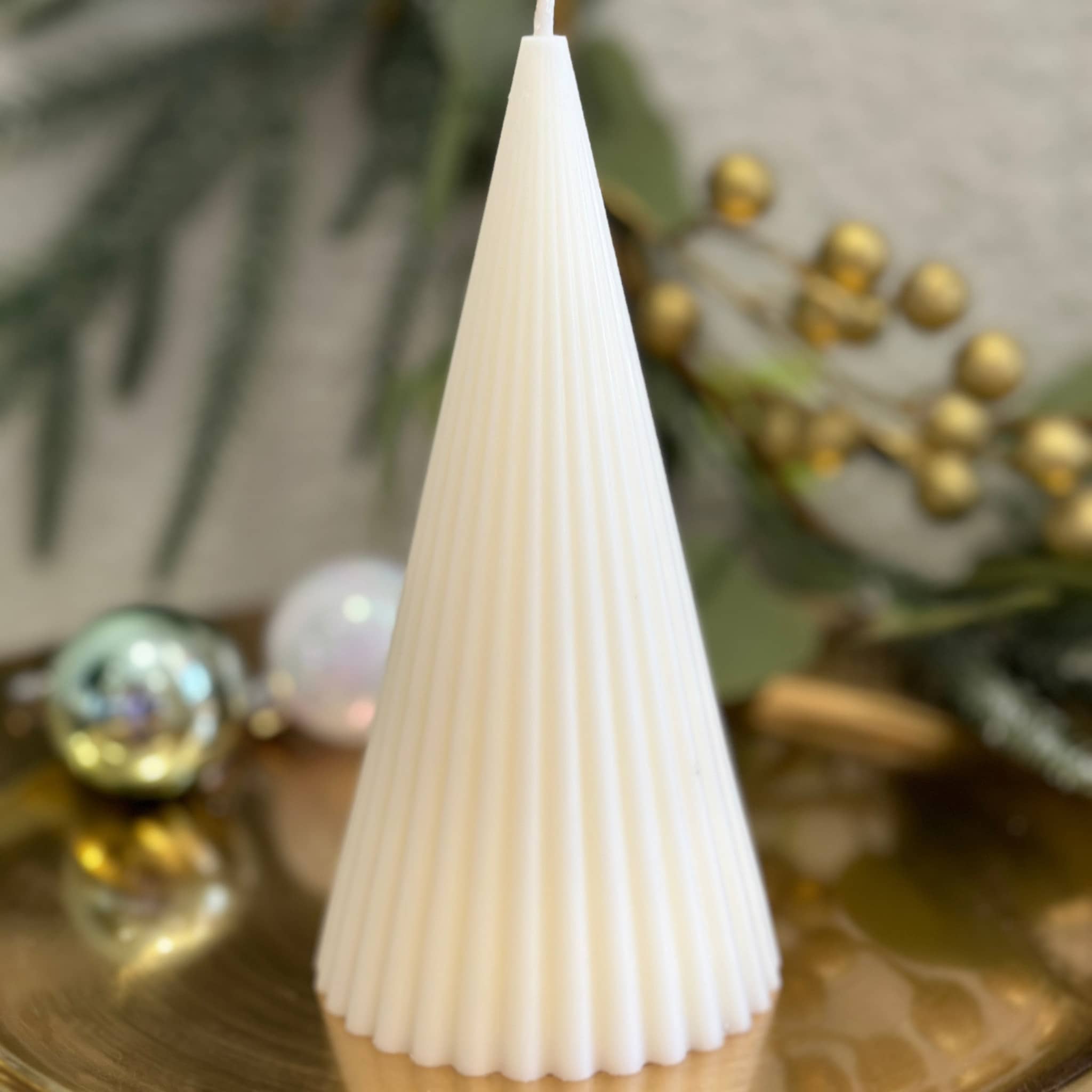 Ribbed Cone Tree Pillar Candle