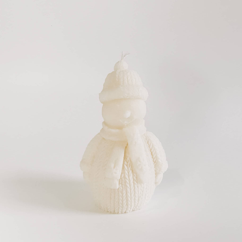 Snowy Snowman Sculptural Candle