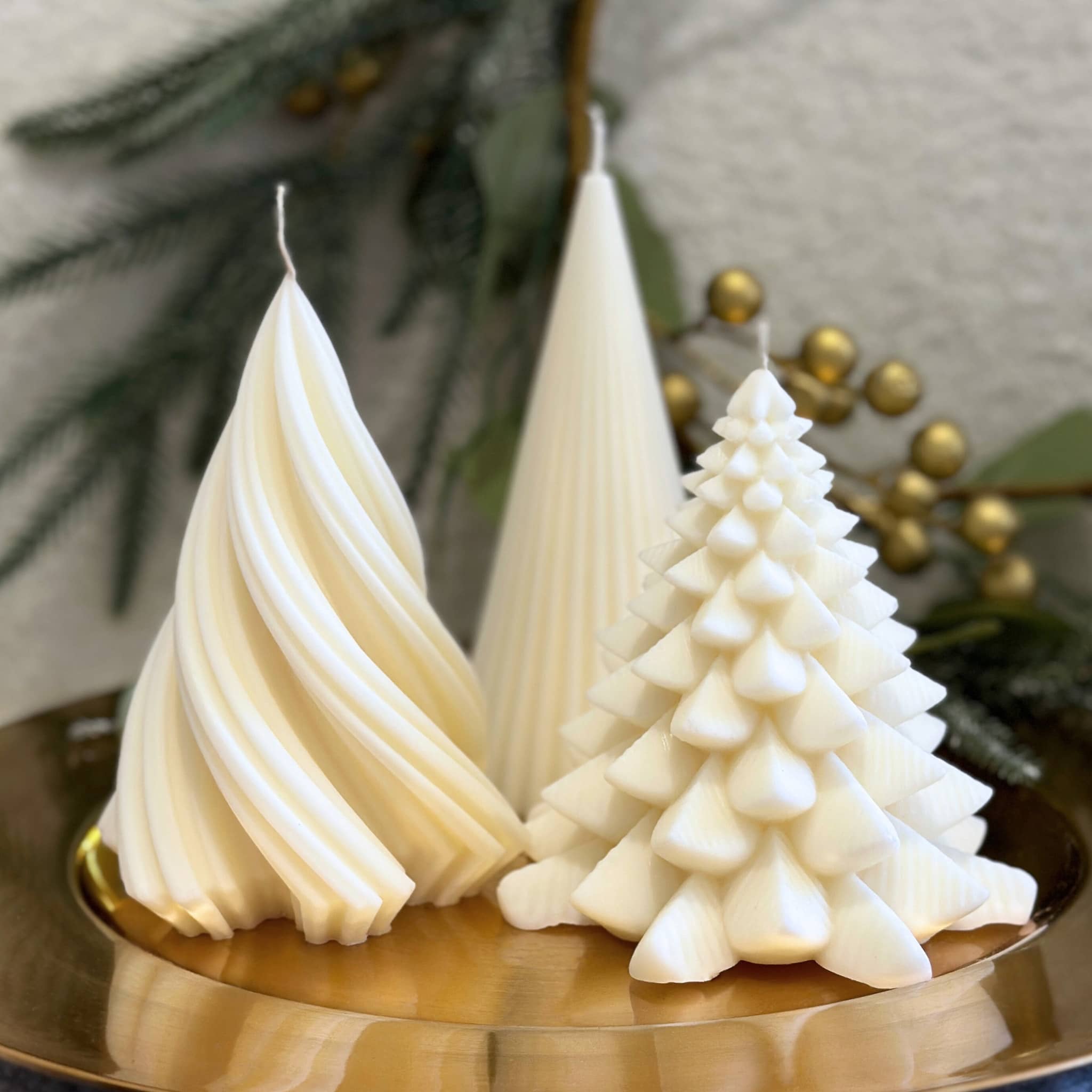Ribbed Cone Tree Pillar Candle